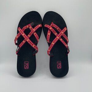 TEVA Mush Red/Purple Strappy Thong Flip Flop Sandals